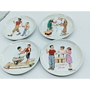 Collector Plates Norman Rockwell 4 Plate Set Hangable  6.5" - Japan